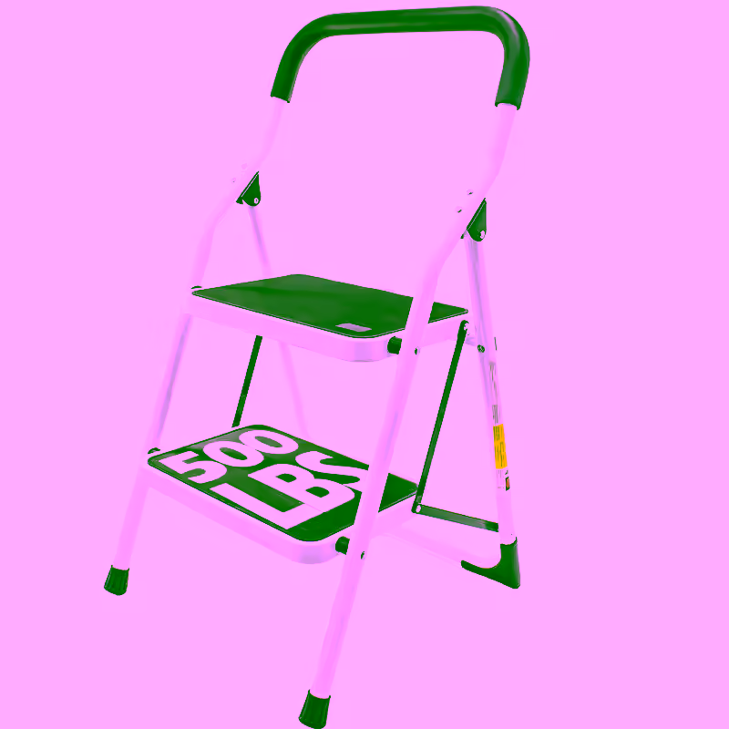 Metal 2 Step Stool Ladder Foldable with Non Slip Ergonomic Handle & Platform - Foldable, Heavy Duty, Lightweight, Compact & Collapsible Steel Safety Kitchen Step Stool - 45" Height