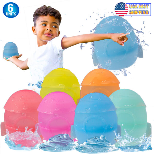 Reusable Water Balloons - 6PC Auto Self Sealing, Quick  Refillable, Soft & Durable Silicone Splash Balls for Fast, Fun, and Safe Water Play -  Collapsible Portable, Perfect for Kids and Adults - Summer Outdoor  Pool Play, Backyard Games