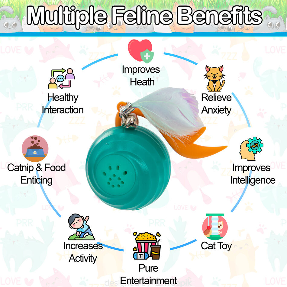 Portable cat toy with LED lights and random movement
