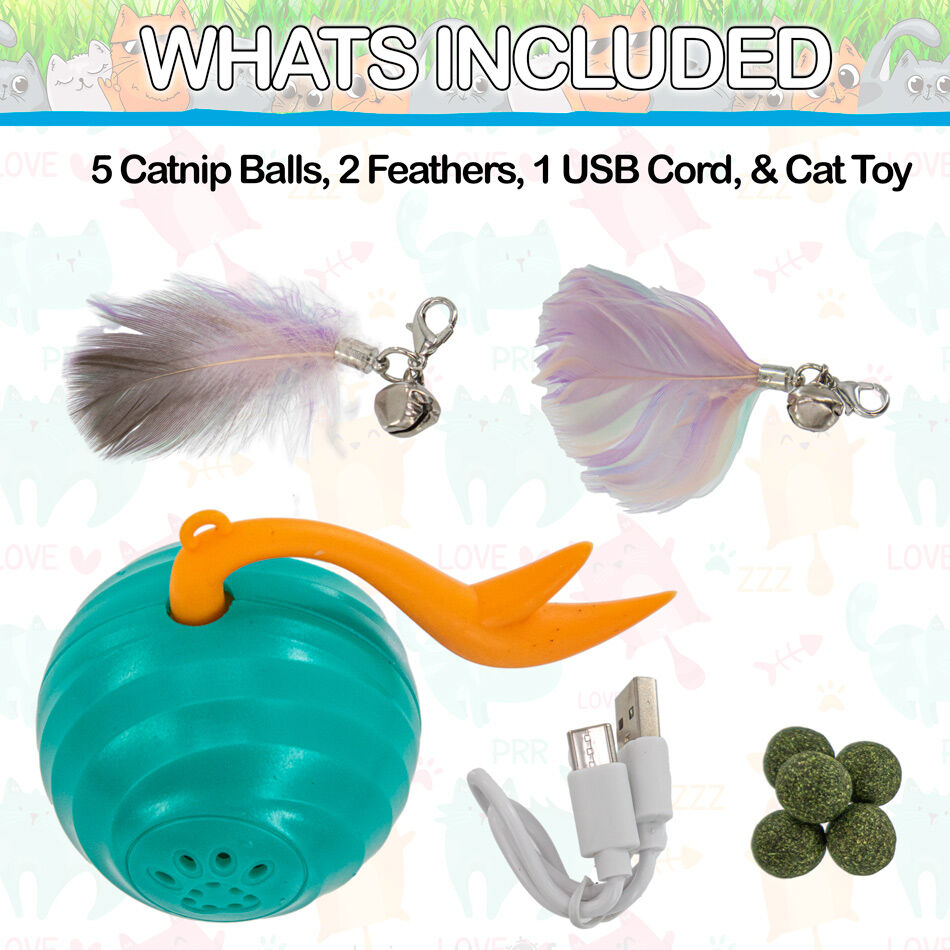 USB rechargeable cat toy with motion activated features