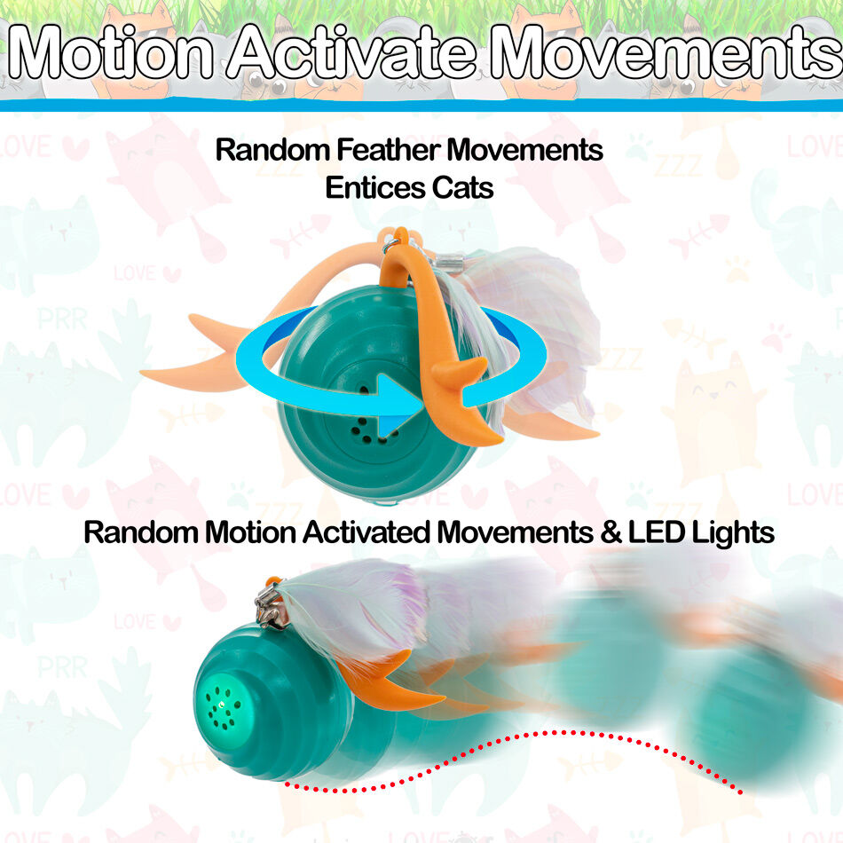 Automatic USB rechargeable cat toy with hidden treat compartment