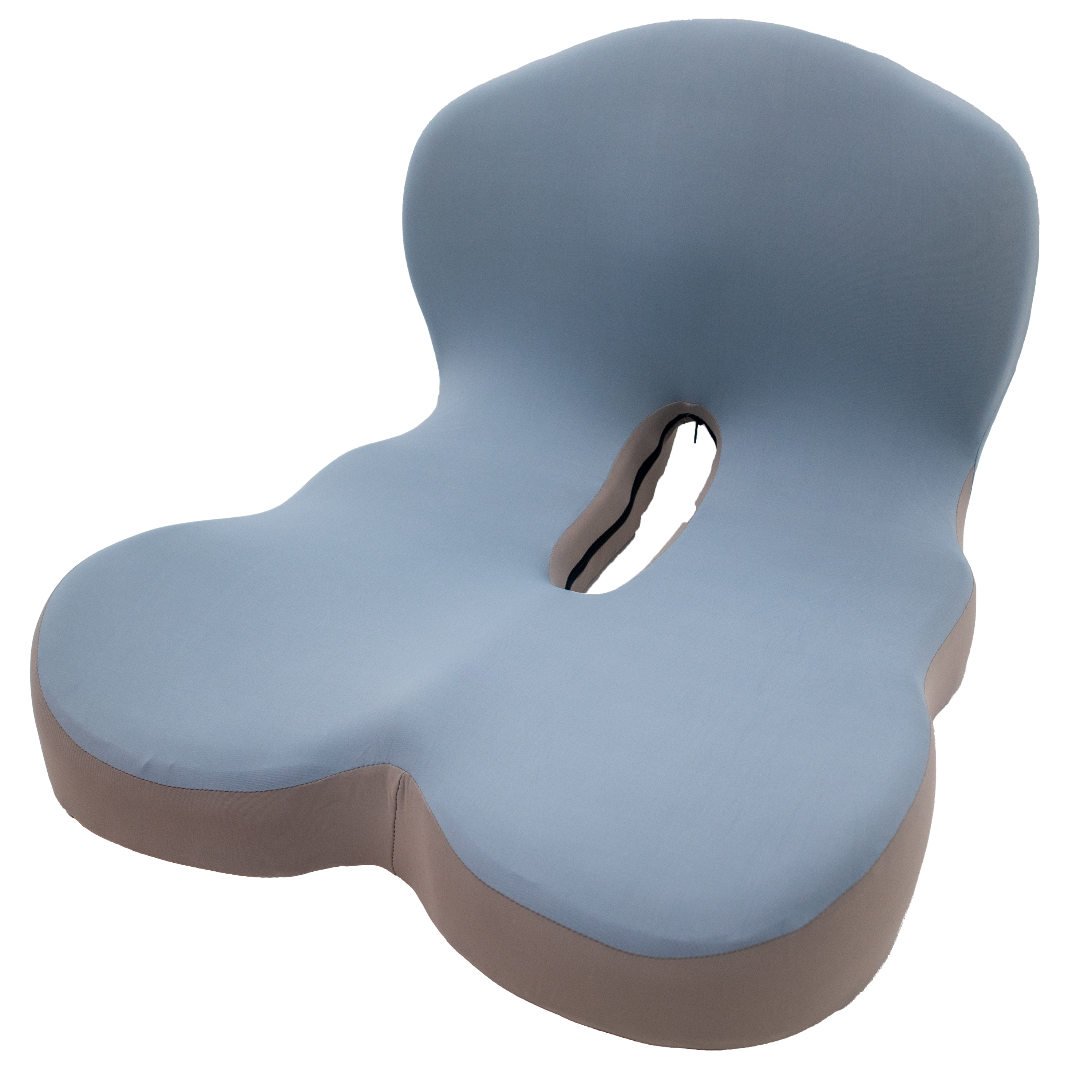 Ergonomic Memory Foam Seat Cushion with Lumbar and Back Support – Coccyx and Tailbone Pain Relief, Orthopedic Posture Correction, Breathable Washable Cover, Non-Slip Bottom, Ideal for Office Chairs, Car Seats, and Home Furniture - Light Blue 