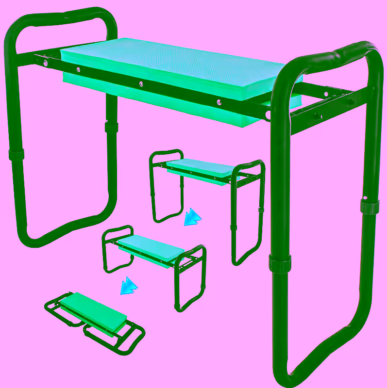 Adjustable Garden Kneeler & Seat with Handles - Heavy-Duty Outdoor Foldable, Portable Garden Stool with Thick EVA Foam Pad, Multi-Purpose Gardening Bench for Kneeling and Sitting, Ideal for Patio, Yard, and Lawn Use