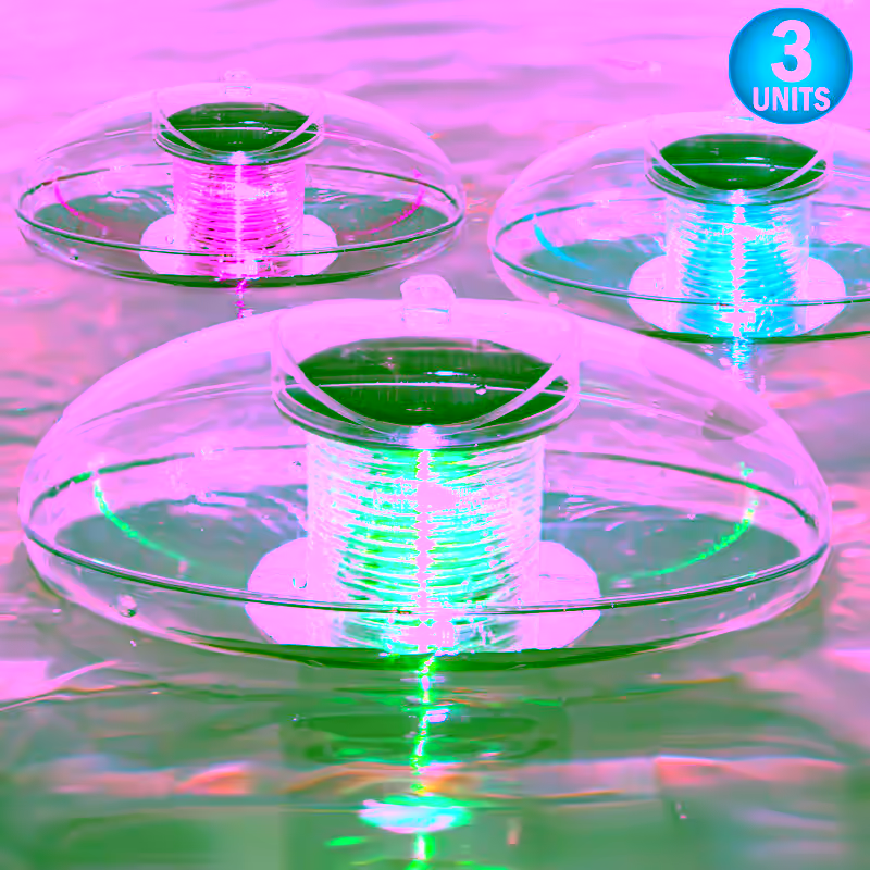 Solar Powered LED Floating Pool Lights - 3PC -  Waterproof, Color Changing, Rechargeable Orbs for Swimming Pools, Ponds, Gardens, and Patios - Portable, Automatic, Wireless for Night Swimming, Pool Parties, and Outdoor Decorations