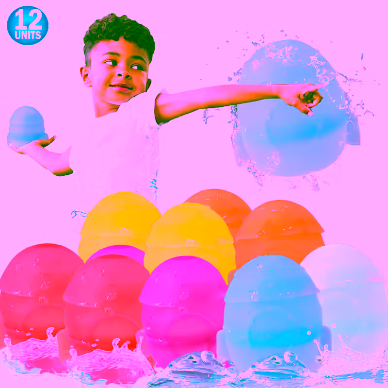 Reusable Refillable Water Balloons - 12PC Auto Self Sealing, Quick Fill, Soft & Durable Silicone Splash Balls for Fast, Fun, and Safe Water Play -  Collapsible Portable, Perfect for Kids and Adults - Summer Outdoor  Pool Play, Backyard Games