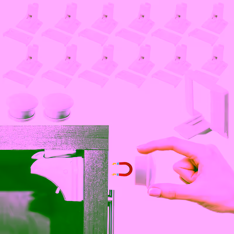 Magnetic Childproof Cabinet Locks - 12pc Set Toddler & Babyproof Drawer & Door Safety Latches - No Drill, Strong Adhesive, Hidden Design - Easy Install with Dual Locking Modes - Perfect for Cabinets and Drawers in Home and Kitchen