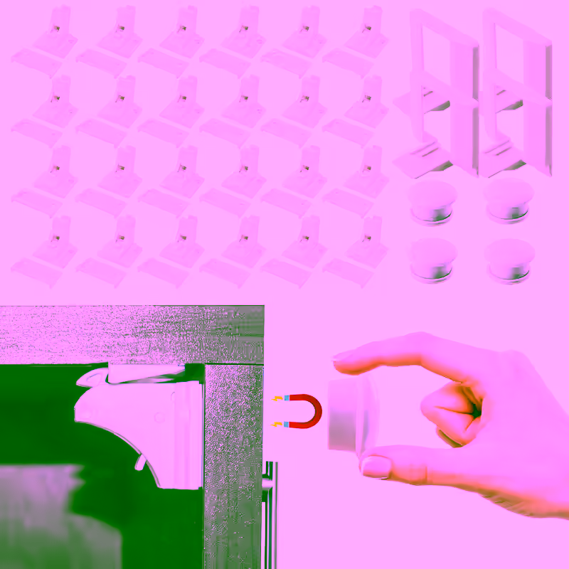 Magnetic Childproof Cabinet Locks - 24pc Set Toddler & Babyproof Drawer & Door Safety Latches - No Drill, Strong Adhesive, Hidden Design - Easy Install with Dual Locking Modes - Perfect for Cabinets and Drawers in Home and Kitchen