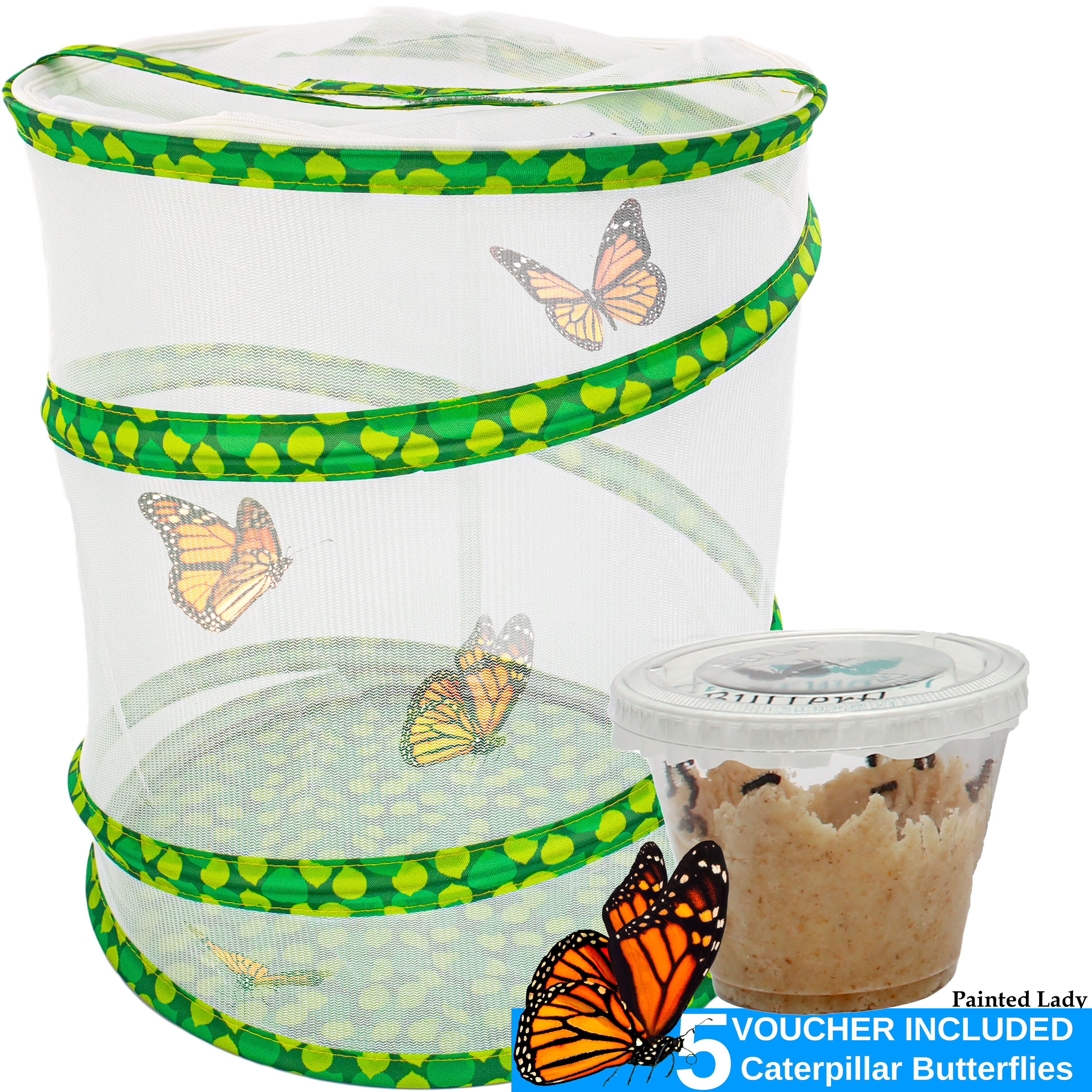 Butterfly Growing Garden Habitat Kit - Large Butterfly Garden and Caterpillar Growing Enclosure for Kids - Pop-Up Collapsible Insect & Bug Habitat with Net Cage - STEM Garden for Watching Butterfly Metamorphosis - 13" Tall - W/ Caterpillar Voucher $5.95