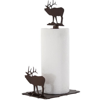 Rustic Moose Paper Towel Holder - Wildlife-Inspired Metal Kitchen Accessory with Durable Countertop Design for Cabin and Lodge Decor