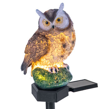 Solar Owl Garden Light - Decorative LED Pathway Lamp with Rotating Solar Panel - 17" - Weather-Resistant Design for Whimsical Outdoor Garden Decor & Landscaping