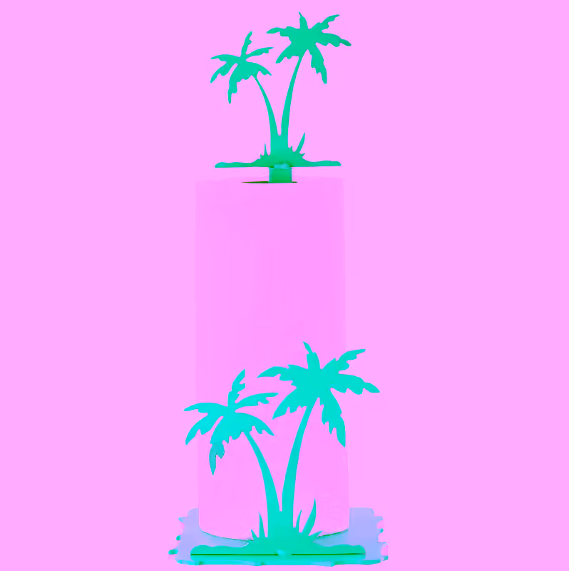 Tropical Palm Tree Paper Towel Holder – Teal Coastal Design for Beach-Themed Kitchens, Durable and Decorative Roll Stand for Home or Patio