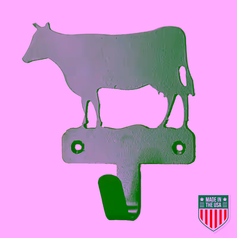 Rustic Cow Silhouette Wall Hook – Decorative Farmhouse Metal Key Holder and Coat Rack for Entryway, Mudroom, or Kitchen – Compact, Sturdy, and Lightweight Design