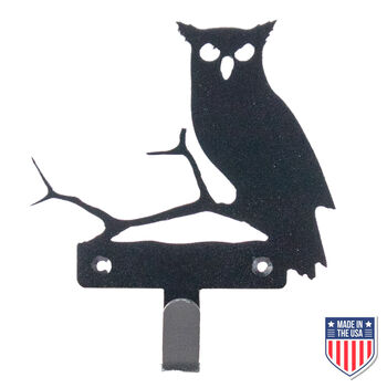 Rustic Owl Wall Hook - Decorative Matte Black Metal Hanger for Entryway, Bedroom, or Living Room - Nature-Inspired Design for Keys, Hats, and Coats