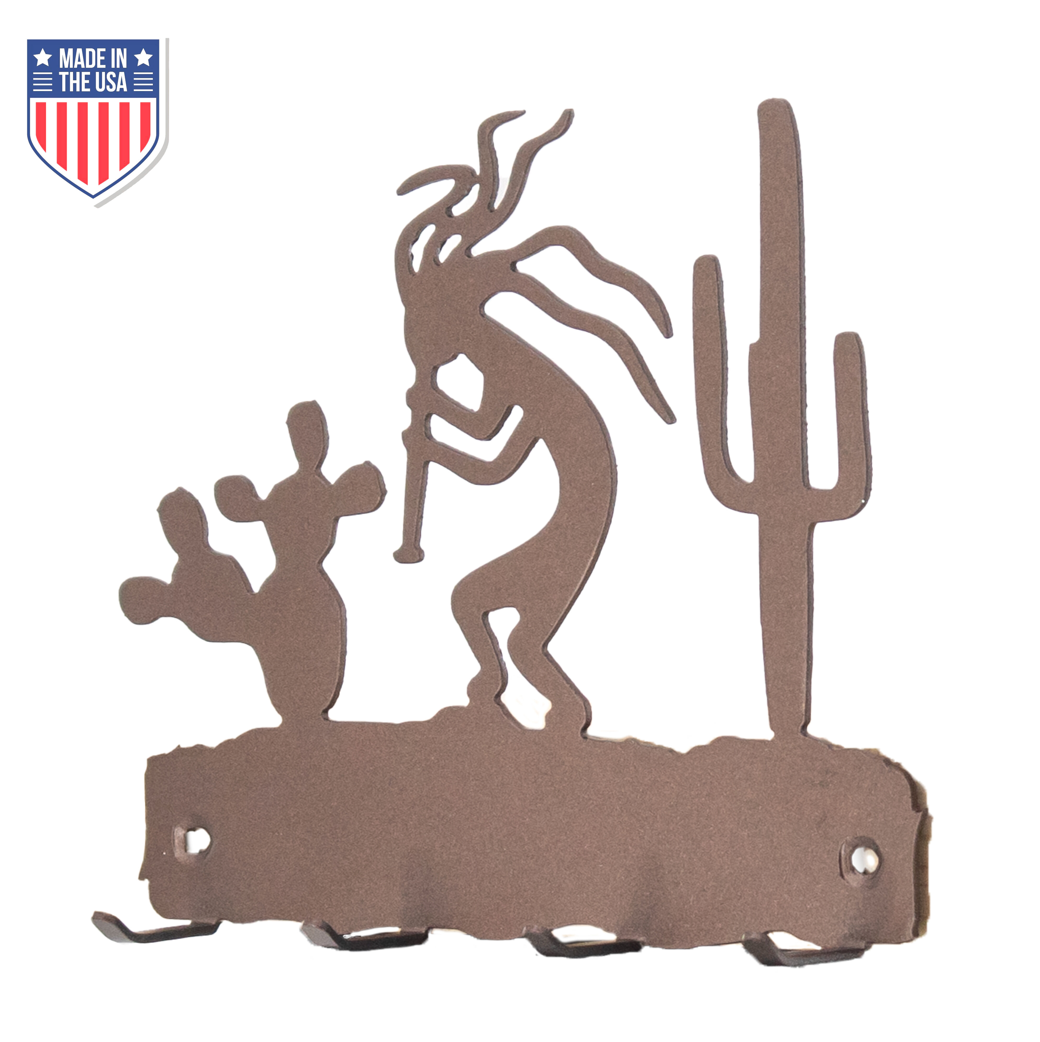 Kokopelli Wall Mounted Key Holder – Decorative 4-Hook Metal Rack with Southwestern  Kokopelli and Cactus Design for Entryway, Rustic Home Decor, and Functional Organization