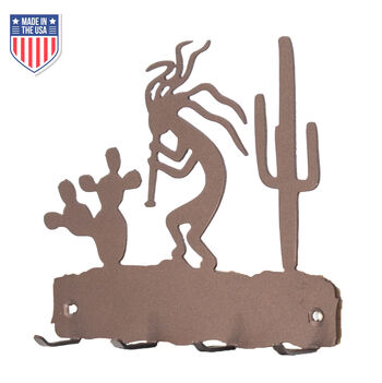 Kokopelli Wall Mounted Key Holder – Decorative 4-Hook Metal Rack with Southwestern  Kokopelli and Cactus Design for Entryway, Rustic Home Decor, and Functional Organization