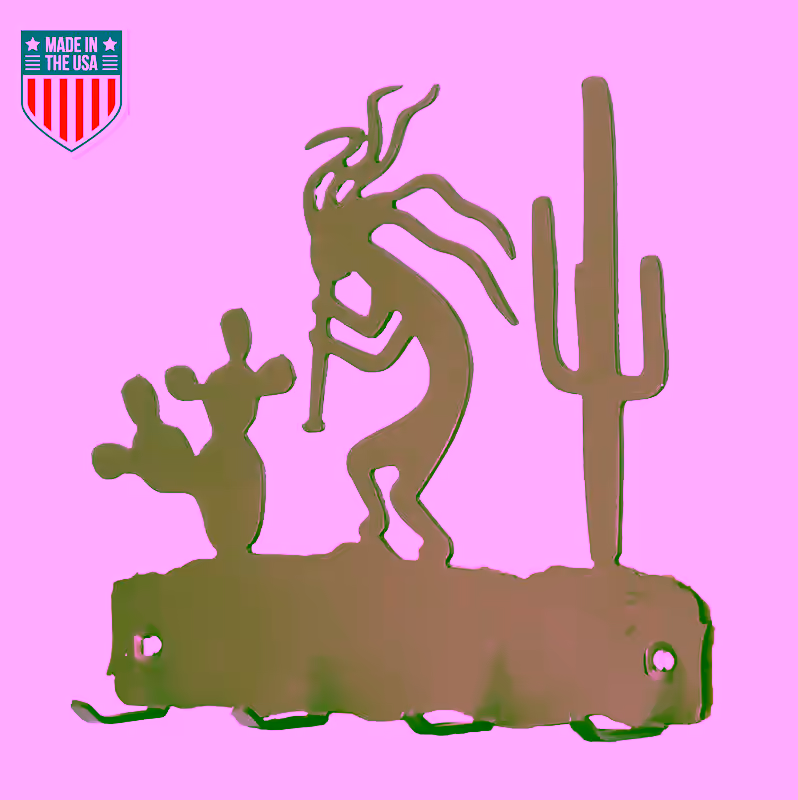 Kokopelli Wall Mounted Key Holder – Decorative 4-Hook Metal Rack with Southwestern  Kokopelli and Cactus Design for Entryway, Rustic Home Decor, and Functional Organization
