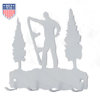 Wall Mounted Snowboarder Key Holder – Durable Metal 4-Hook Organizer with Snow Border Silhouette for Entryway, Living Room, or Office Decor