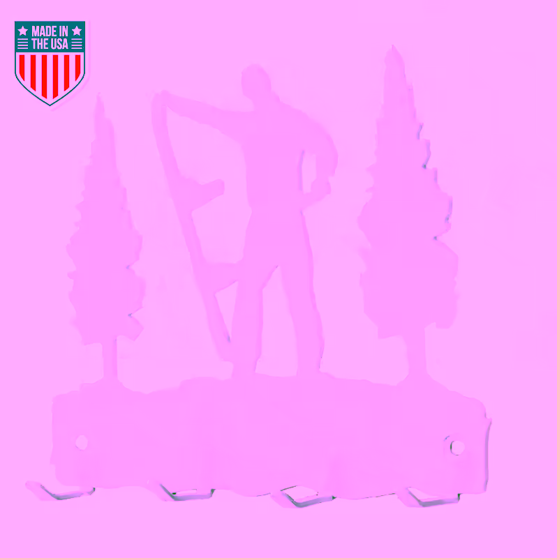 Wall Mounted Snowboarder Key Holder – Durable Metal 4-Hook Organizer with Snow Border Silhouette for Entryway, Living Room, or Office Decor