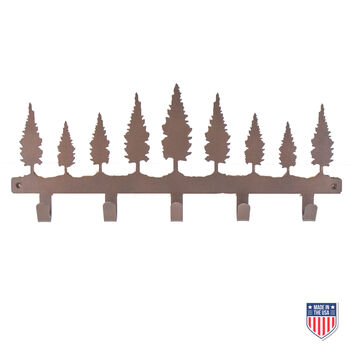 Rustic Wall-Mounted Coat Rack with Pine Tree Design – Durable Metal Hooks for Entryway, Mudroom, Cabin, and Nature-Inspired Home Decor