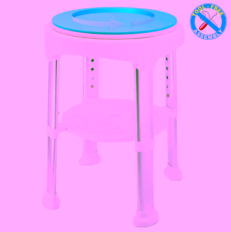 Adjustable Shower Stool with Non-Slip Rotating Seat   Storage Tray - Height-Adjustable Swivel Bathroom Chair for Elderly and Disabled