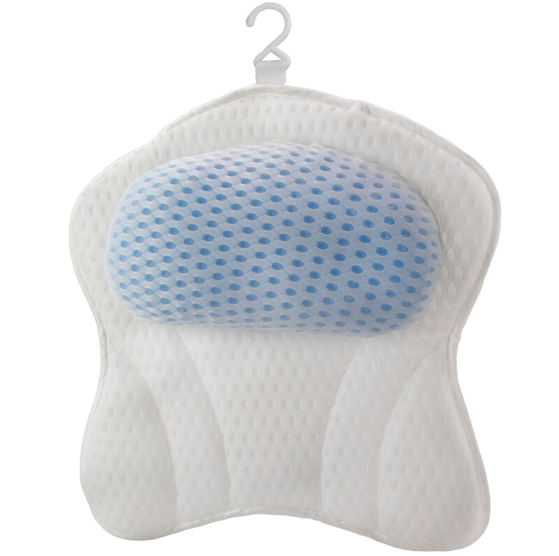 Bathtub Pillow with Gel Cushion Headrest & 6 Suction Cups – Ergonomic Neck & Back Support, Quick-Dry Mesh, Machine Washable Spa Pillow