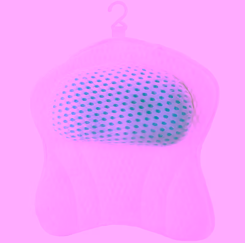 Bathtub Pillow with Gel Cushion Headrest & 6 Suction Cups – Ergonomic Neck & Back Support, Quick-Dry Mesh, Machine Washable Spa Pillow