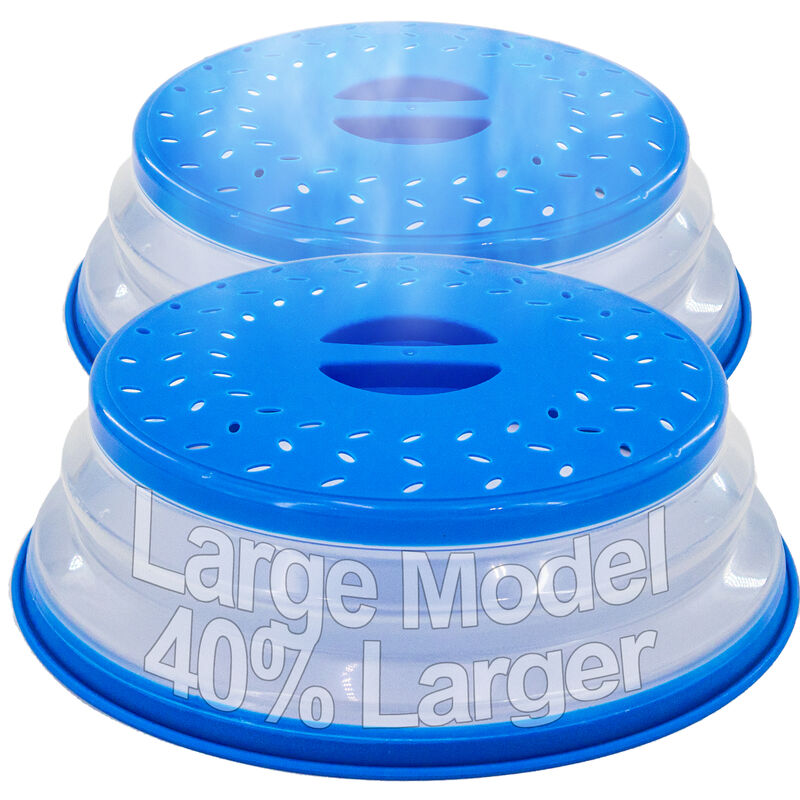 2 Microwave Splatter Guard Cover Large - Collapsible Lid for Food Protection and Easy Storage - BPA-Free, Dishwasher Safe, Heat-Resistant, Transparent, Fits Most Microwave Sizes - Ideal for Clean and Hassle-Free Microwave Cooking
