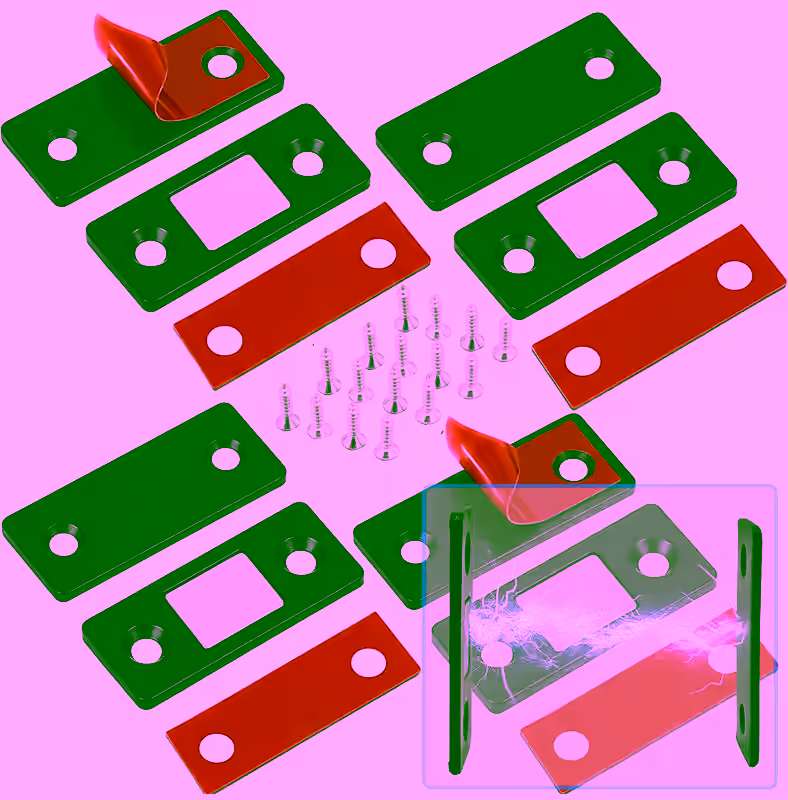 Ultra-Thin Magnetic Cabinet Catch - Strong Stainless Steel Door Latch with Adhesive & Screw Installation for Drawers, Closets, and Furniture