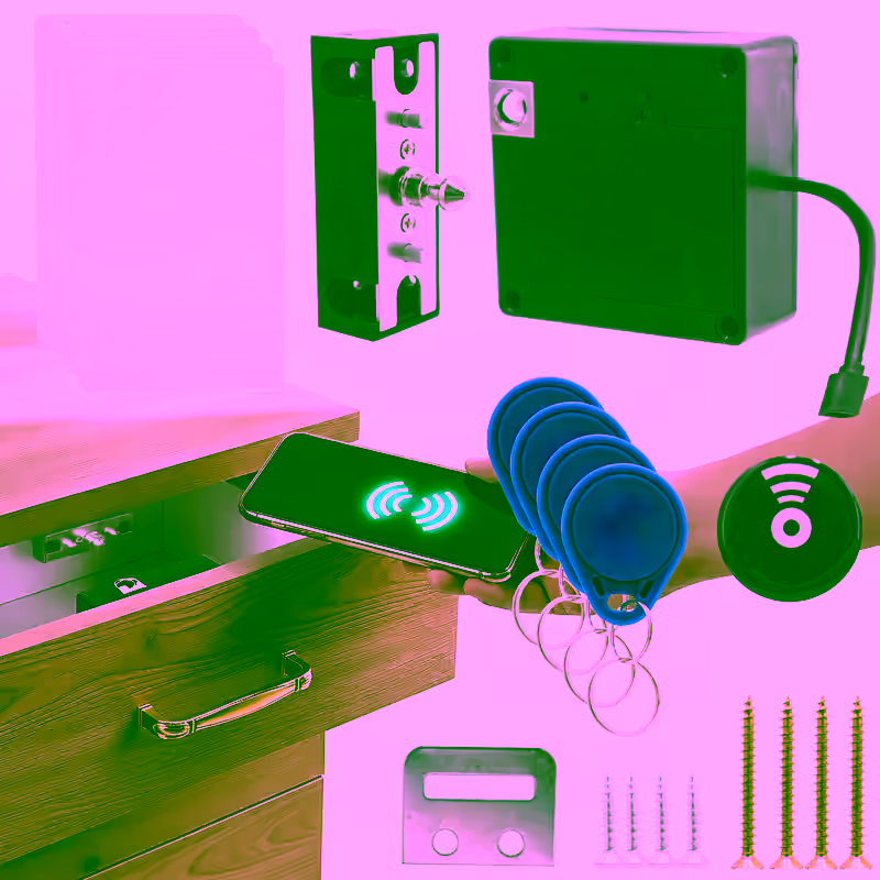Keyless RFID/NFC Smart Lock for Cabinets, Drawers, and Furniture – Digital Security System with Dual Power Options, Compact Design, and Versatile Use for Home, Office, and Retail