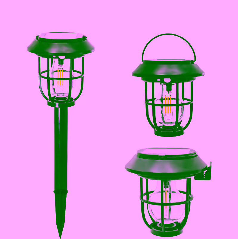 Solar Outdoor Lantern LED Garden Light - Stake, Wall Mount, & Hanging W/ 3 Light Options – Weatherproof Edison LED Lantern - Warm White Solar Pathway & Wall Light for Garden