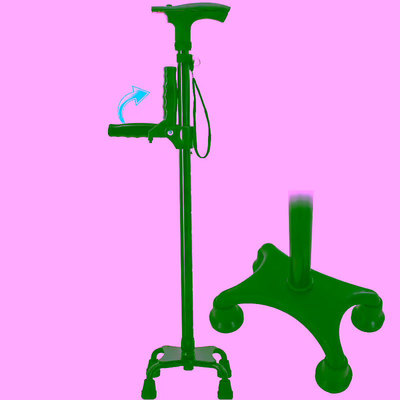 Quad Cane Walking Stick with Ergonomic Handle & Adjustable for Seniors – Stable Anti-Slip Base, Height Adjustable 27-39” with Retractable Support Handle, Durable Mobility Aid for Balance and Confidence