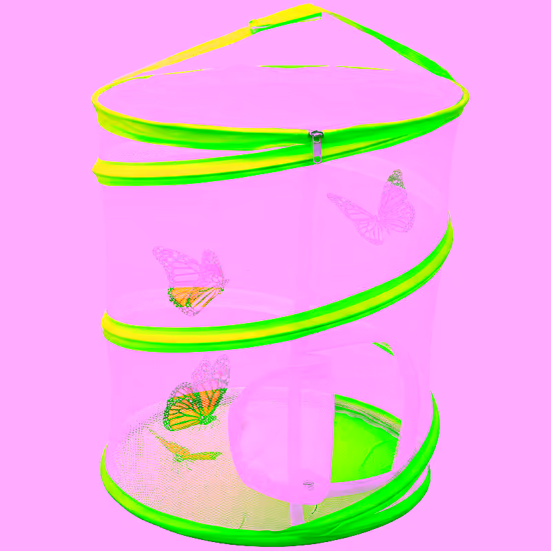 Butterfly Growing Kit – 13" Tall Pop-Up Mesh Habitat Cage with Zipper Door, Carry Handle & Caterpillar Voucher – Educational Insect Observation for Kids & Classrooms - Just Cage