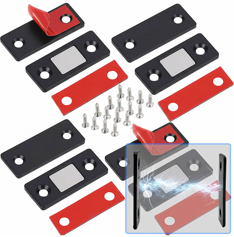 Ultra-Thin Magnetic Cabinet Catch - Strong Stainless Steel Door Latch with Adhesive & Screw Installation for Drawers, Closets, and Furniture