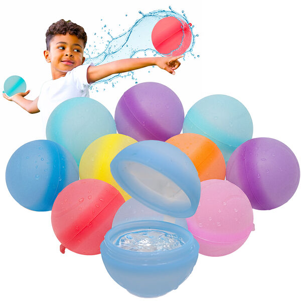 Reusable Water Balloons - 9PC Refillable Auto Self Sealing, Quick Fill, Soft & Durable Silicone Splash Balls