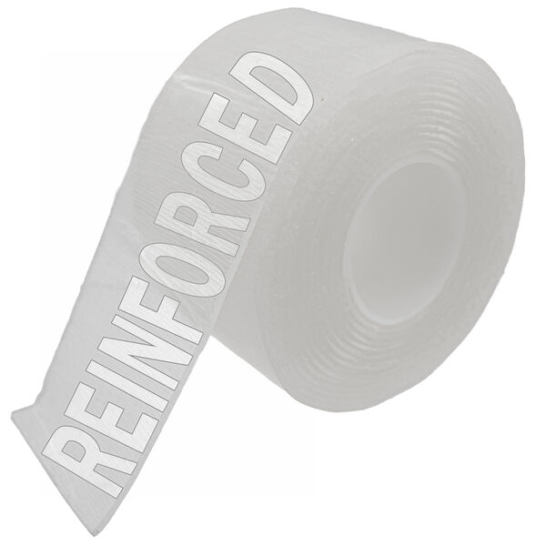 Double Sided Nano Gel Tape - Mesh Reinforced Extra Thick 0.08"  9.8' Gel, Washable Reusable Peel and Stick Mounting Tape, Clear/White Finish & Heavy Duty Hold, 1 Roll for Glass, Tile & Picture Frames