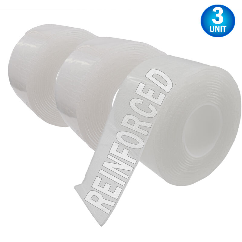 Double Sided Nano Gel Tape -3pc  Mesh Reinforced Extra Thick 0.08"  9.8' Gel, Washable Reusable Peel and Stick Mounting Tape, Clear/White Finish & Heavy Duty Hold, 1 Roll for Glass, Tile & Picture Frames