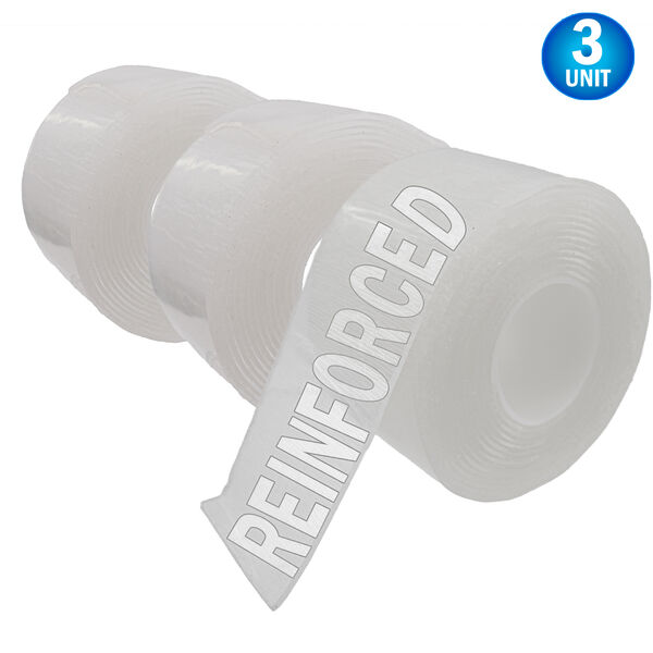 Double Sided Nano Gel Tape -3pc  Mesh Reinforced Extra Thick 0.08"  9.8' Gel, Washable Reusable Peel and Stick Mounting Tape, Clear/White Finish & Heavy Duty Hold, 1 Roll for Glass, Tile & Picture Frames