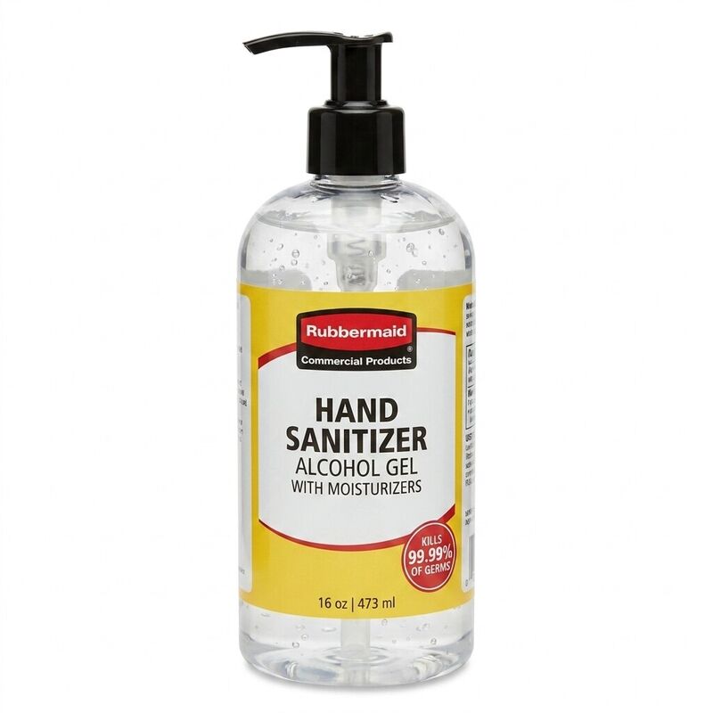 Rubbermaid Commercial 16 oz Alcohol Gel Hand Sanitizer Pump Bottle Unscented with Moisturizers