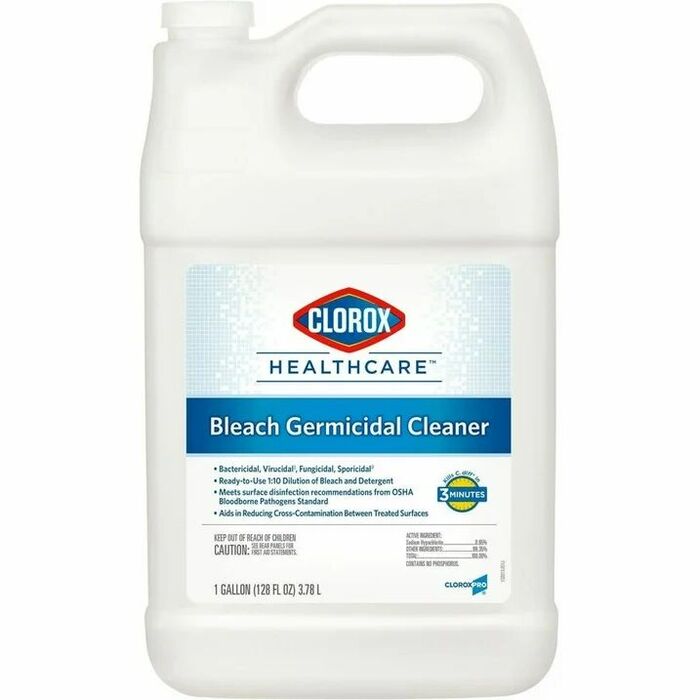 Clorox Healthcare Bleach Germicidal Cleaner Refill, 1 Gallon (128 fl oz) with 0.65% Sodium Hypochlorite, EPA Registered