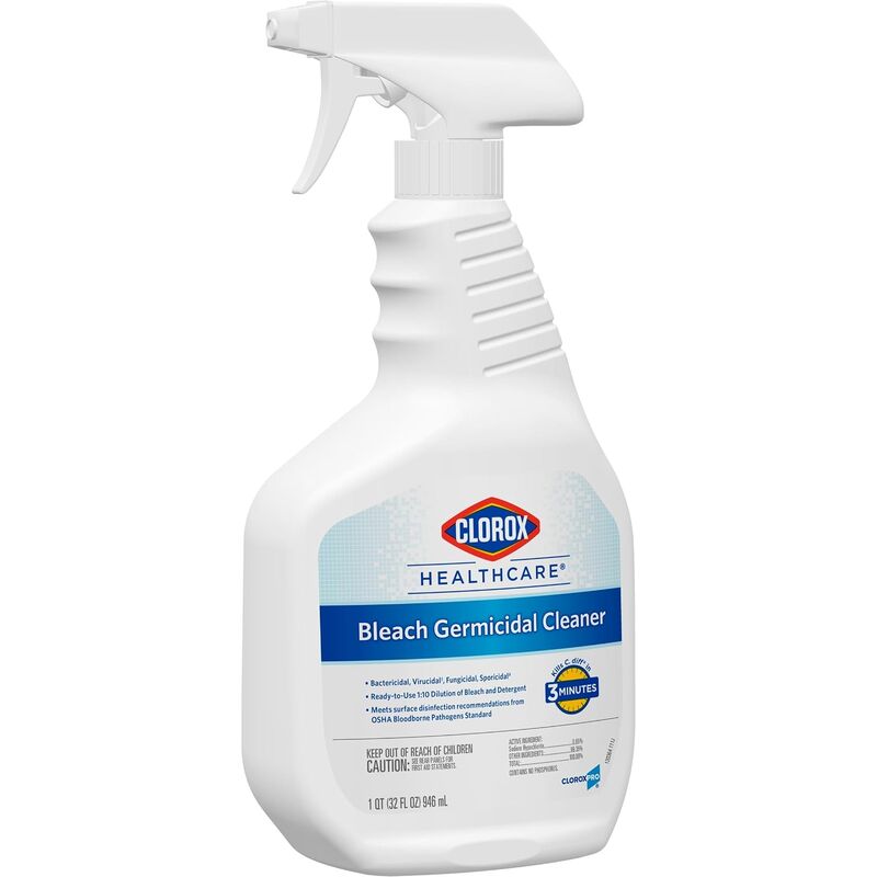 Clorox Healthcare Bleach Germicidal Cleaner Disinfectant Spray Kills C Diff in 3 Minutes Ready to Use 32 fl oz Case of 6 for Hard Nonporous Surfaces
