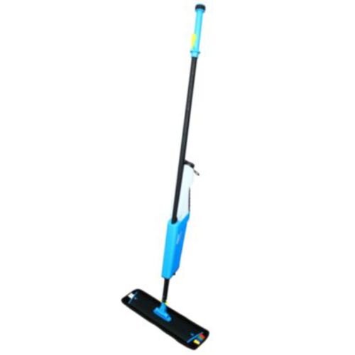 Mopster 18 Inch Bucketless Mop with Integrated 36oz Spray Bottle Microfiber Pad Ergonomic Handle for Home and Commercial Floor Cleaning