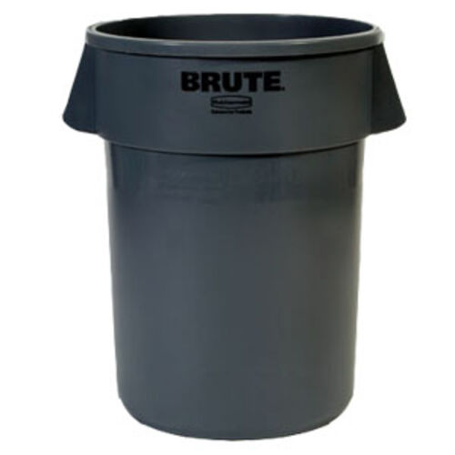 Rubbermaid BRUTE 32 Gallon Vented Trash Can Heavy Duty Commercial Plastic Waste Container in Dark Gray with Reinforced Rim and Integrated Side Grips