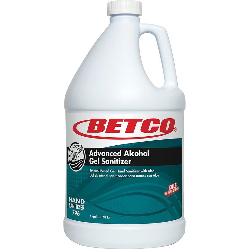Betco Advanced Alcohol Gel Hand Sanitizer with Aloe, 70% Ethanol - 1 Gallon (128 oz) Jug Kills 99.999% of Germs Commercial Bulk