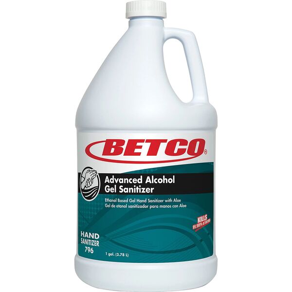 Betco Advanced Alcohol Gel Hand Sanitizer with Aloe, 70% Ethanol - 1 Gallon (128 oz) Jug Kills 99.999% of Germs Commercial Bulk