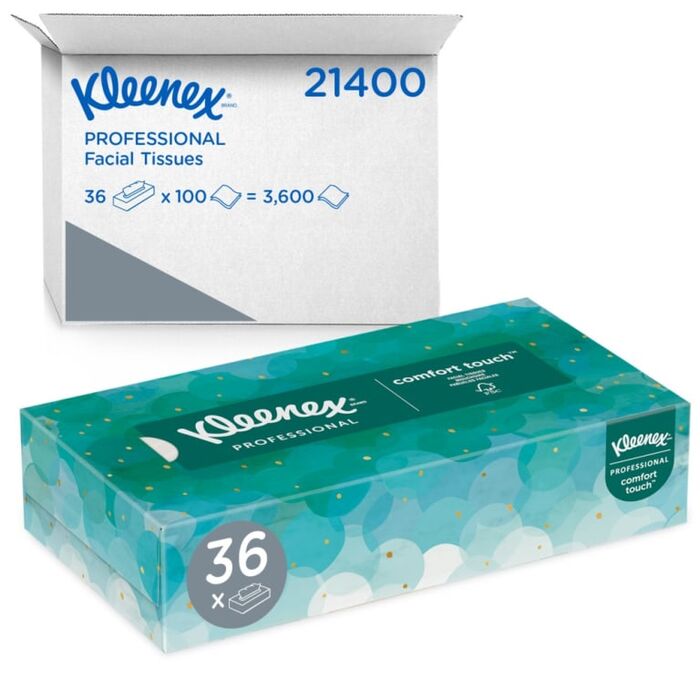 Kleenex Professional Facial Tissues, 36-Pack Bulk Supply, 100 Count Per Flat Box (3,600)