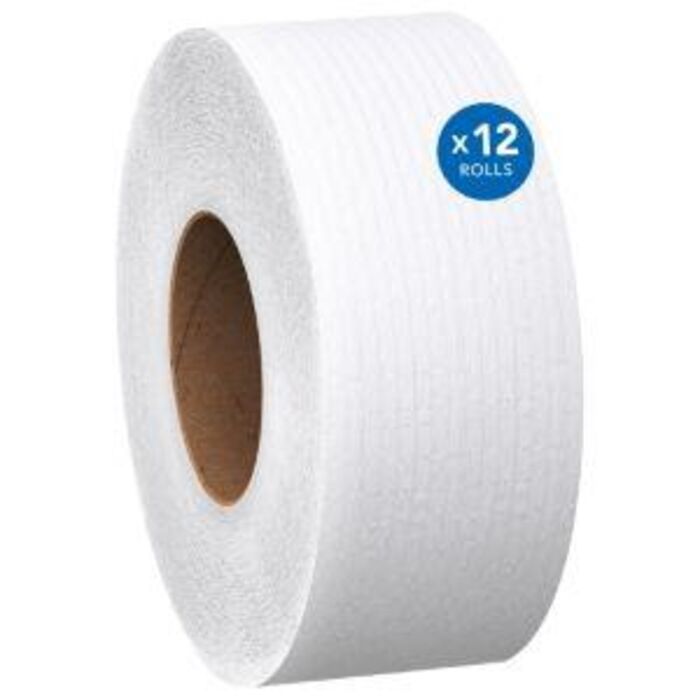 Scott JRT High Capacity Jumbo Roll Toilet Paper - 12 Rolls, 1200 ft/Roll, Recycled Content