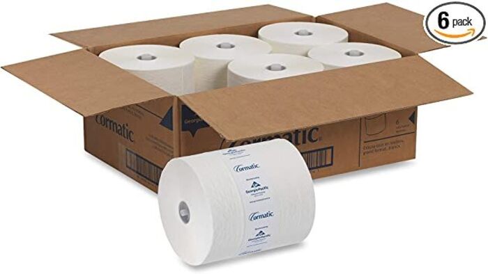 Ormatic enMotion Industrial Paper Towel Rolls, White, 6 Pack, 800 ft Rolls (EPA Certified)