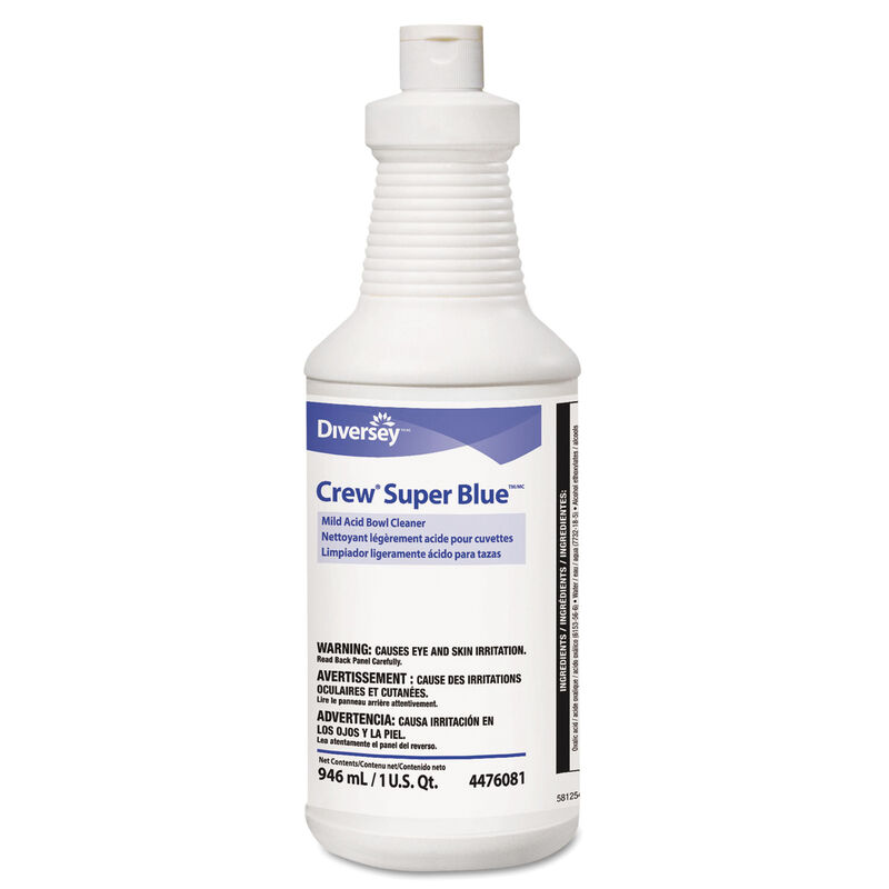 Diversey Crew Super Blue Mild Acid Restroom Cleaner, 946 mL (1.6 US Qt.) Bowl Cleaner