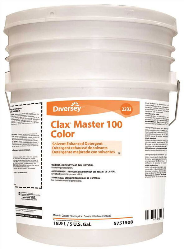 Diversey Clax Master Laundry Detergent, Solvent Enhanced Color Variant, 5 US Gallon Bulk