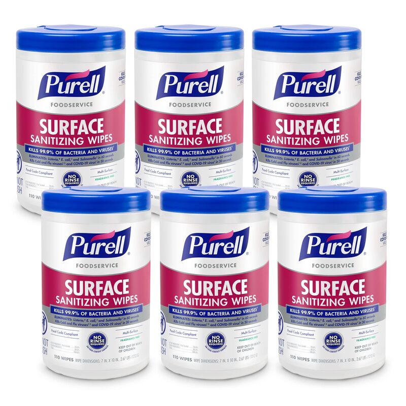 Purell Surface Sanitizing Wipes - Food Code Compliant, Kills Bacteria & Viruses, No Rinse